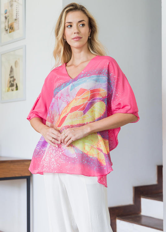 Multi coloured Batik kaftan top