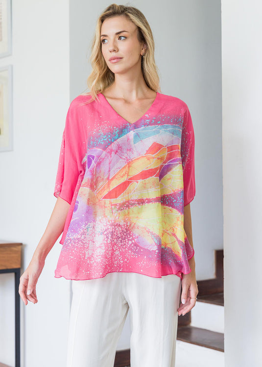 Multi coloured Batik kaftan top