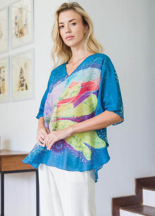 Multi coloured Batik kaftan top