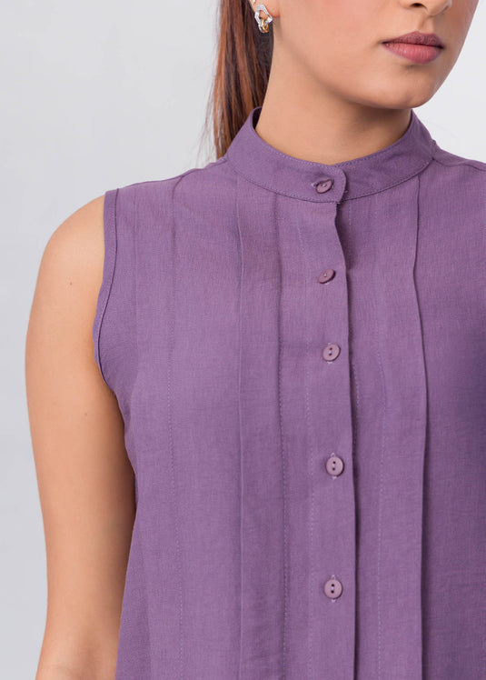 Pleat Detailed Sleeveless Blouse