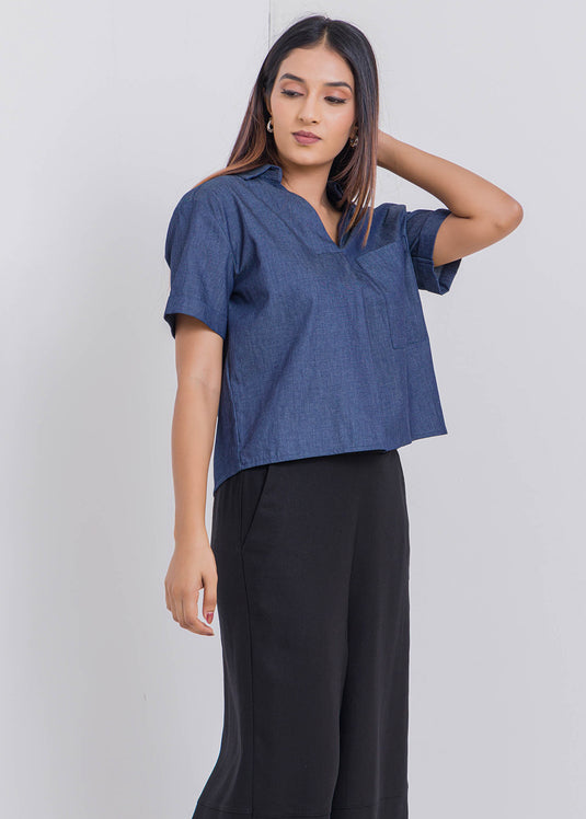 Crop Top With Front Pleat