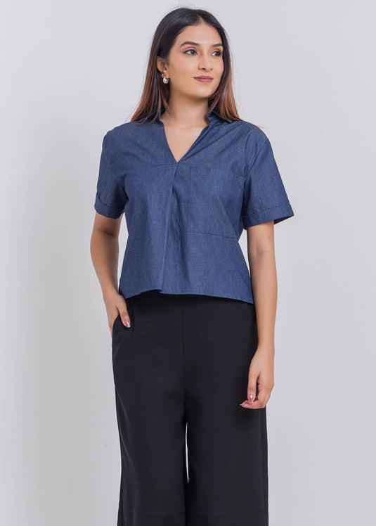 Crop Top With Front Pleat