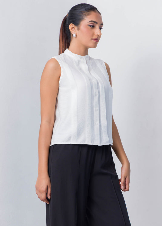 Pleat Detailed Sleeveless Blouse