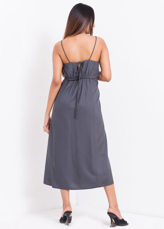 Shirring Detailed Midi Dress