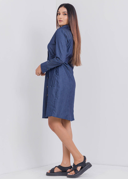 Shirt Dress With Side Tie Detail