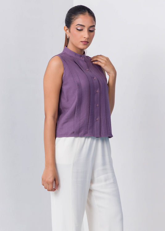 Pleat Detailed Sleeveless Blouse