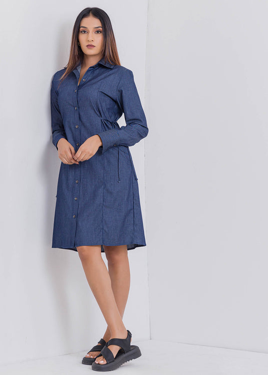 Shirt Dress With Side Tie Detail