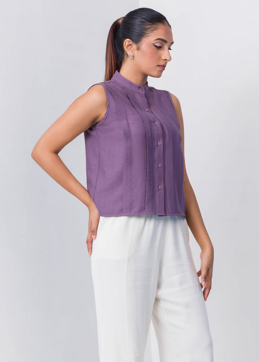 Pleat Detailed Sleeveless Blouse