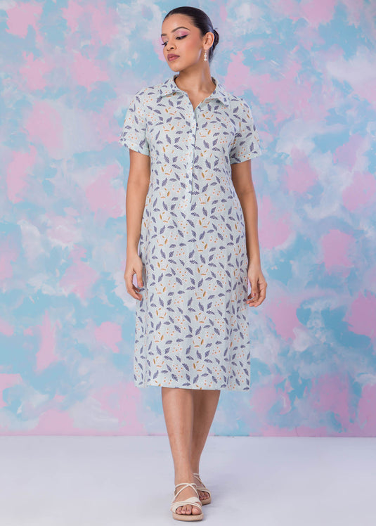 Printed Dress With Short Sleeves