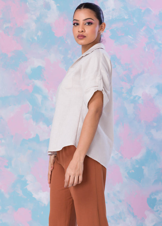 Basic Button Down Shirt With Short Sleeves