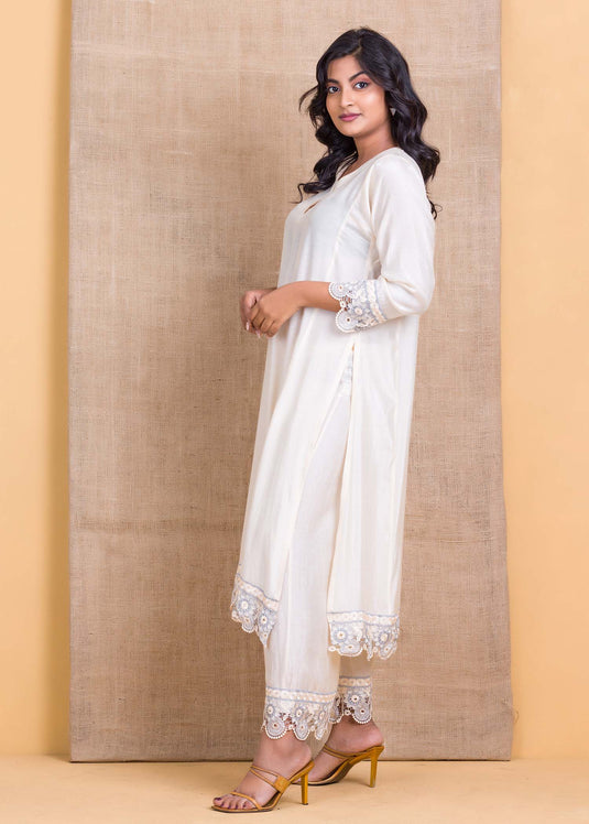 Long length kurtha with lac detail and side slits