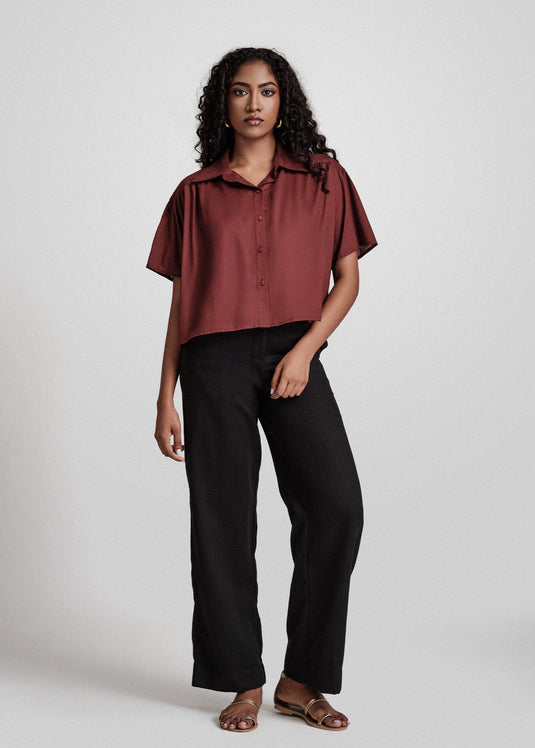 Loose Fitted Button Down Crop Top