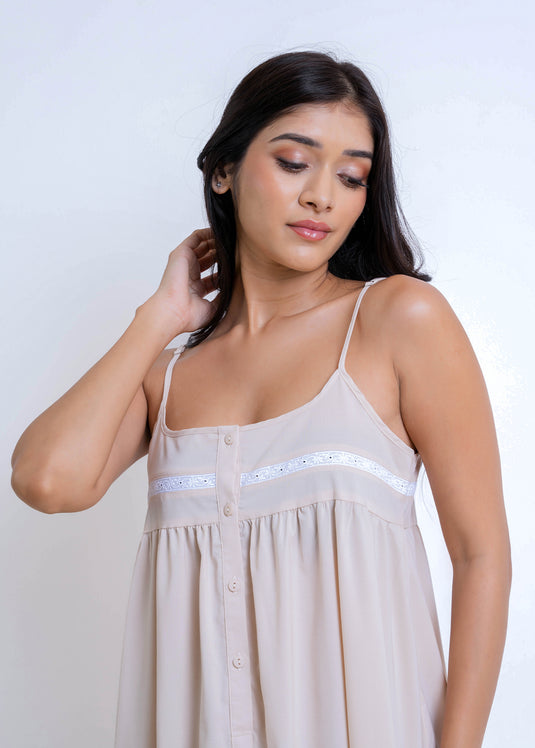 Strappy Night Dress With Yoke