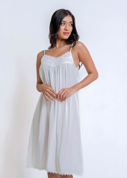 Strappy Night Dress With Lace Insearts