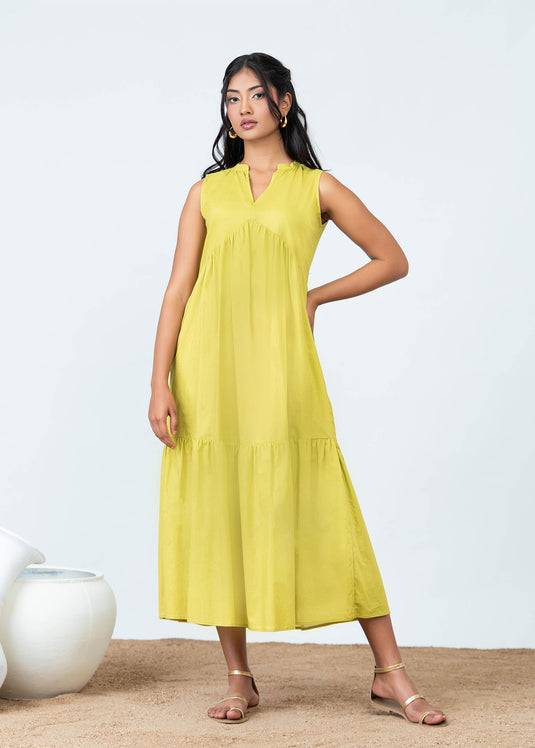 Sleeveless Tiered Detaille Midi Dress