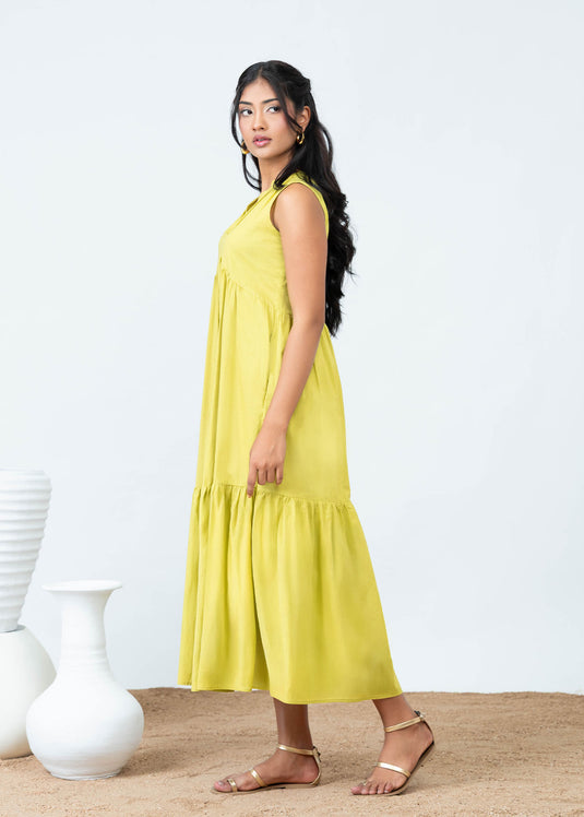 Sleeveless Tiered Detaille Midi Dress