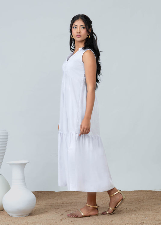 Sleeveless Tiered Detaille Midi Dress