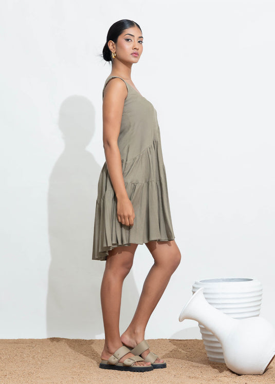 Square Neck Tiered Dress