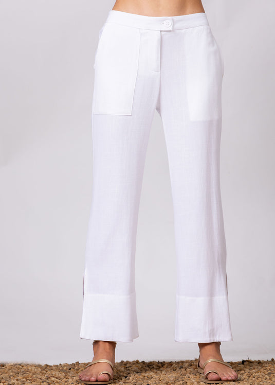 Straight Leg Pant With Side Slits & Wide Hem