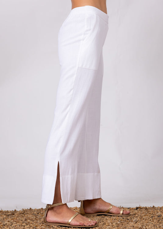 Straight Leg Pant With Side Slits & Wide Hem