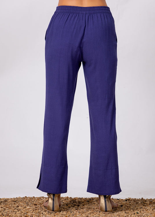 Straight Leg Pant With Side Slits & Wide Hem