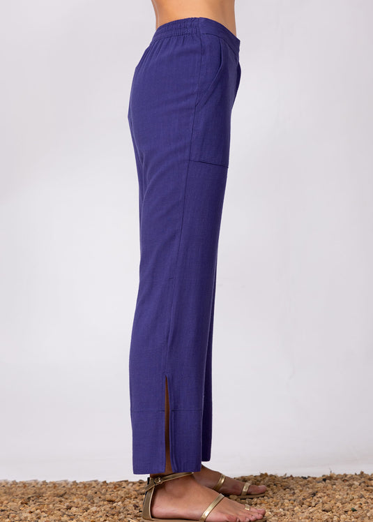 Straight Leg Pant With Side Slits & Wide Hem