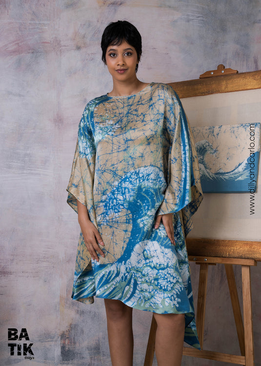 Hokusai The Great Wave Painting inspired kaftan dress