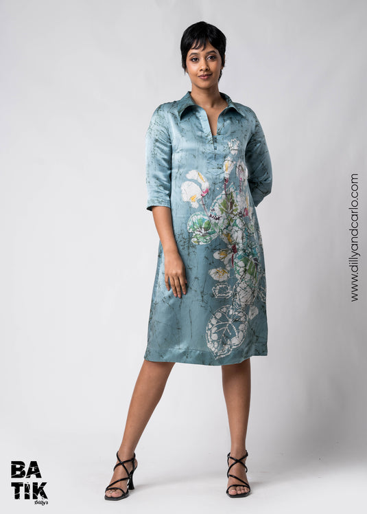 Batik hand floral hand printed straight dress