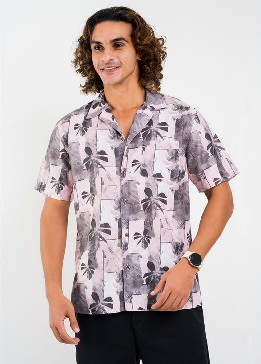 Printed Cuban Collar S/S Shirt