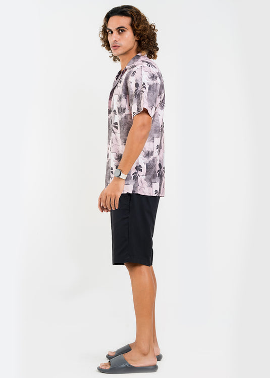 Printed Cuban Collar S/S Shirt