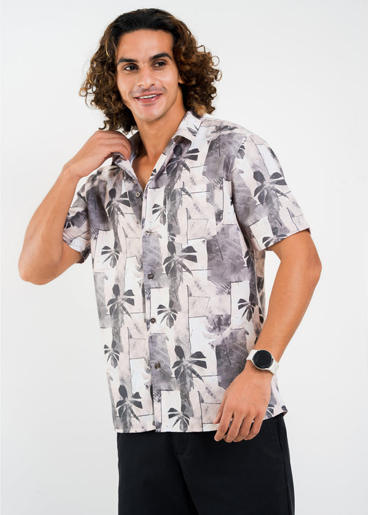 Printed Cuban Collar S/S Shirt