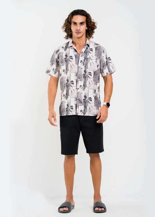 Printed Cuban Collar S/S Shirt