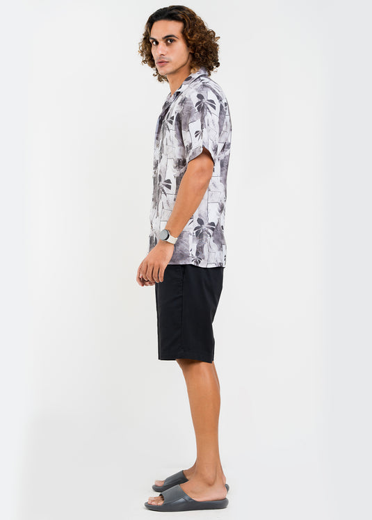 Printed Cuban Collar S/S Shirt