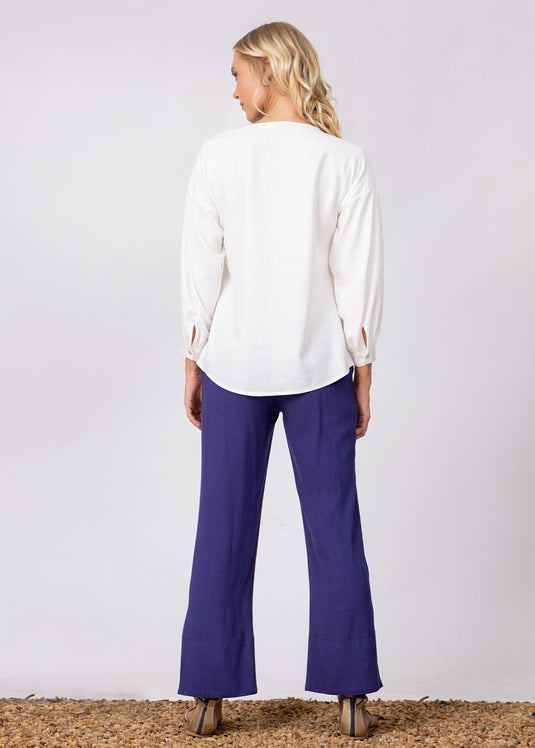 V Neck Blouse With Pintucks