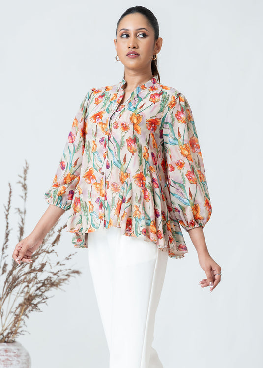 Printed flowy top