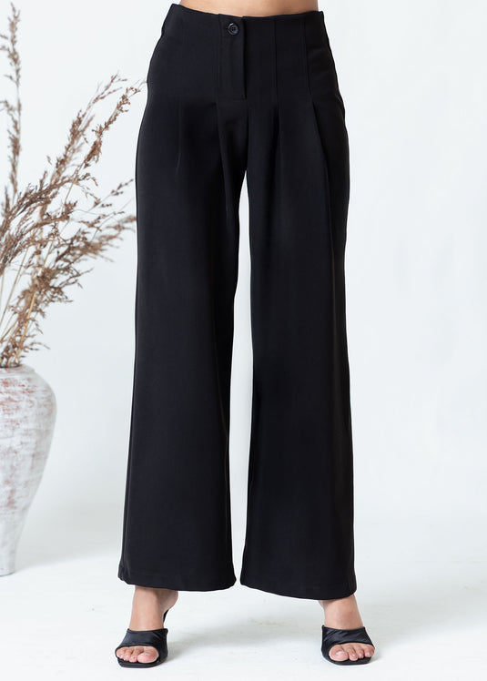 Wide leg pant with pleat detail