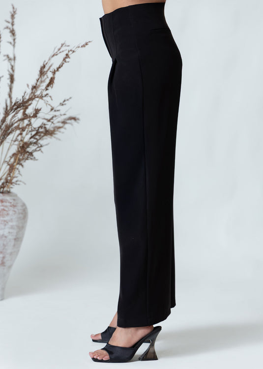 Wide leg pant with pleat detail