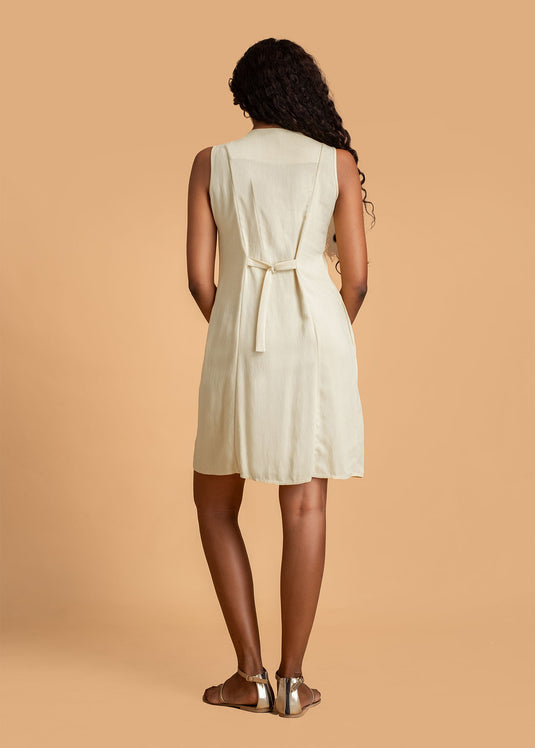 Sleeveless Round Neck Dress With Princess Seam