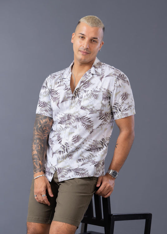 Casual Wear Printed Cuban Collar S/S Shirt