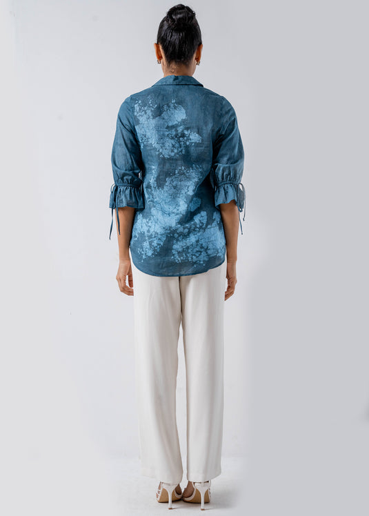 V Neck Batik Collared Top