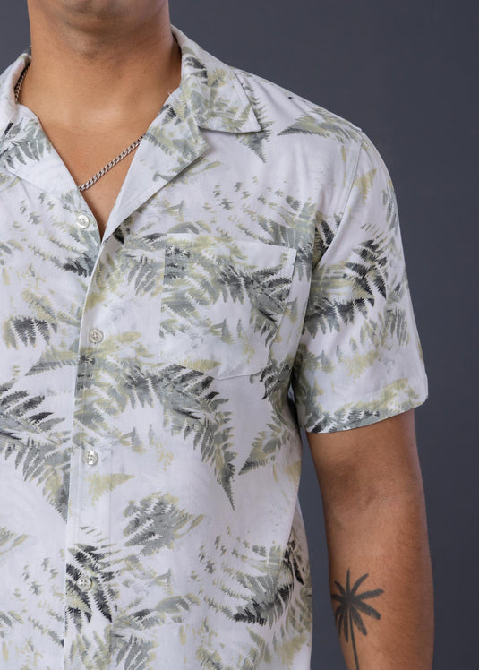 Casual Wear Printed Cuban Collar S/S Shirt