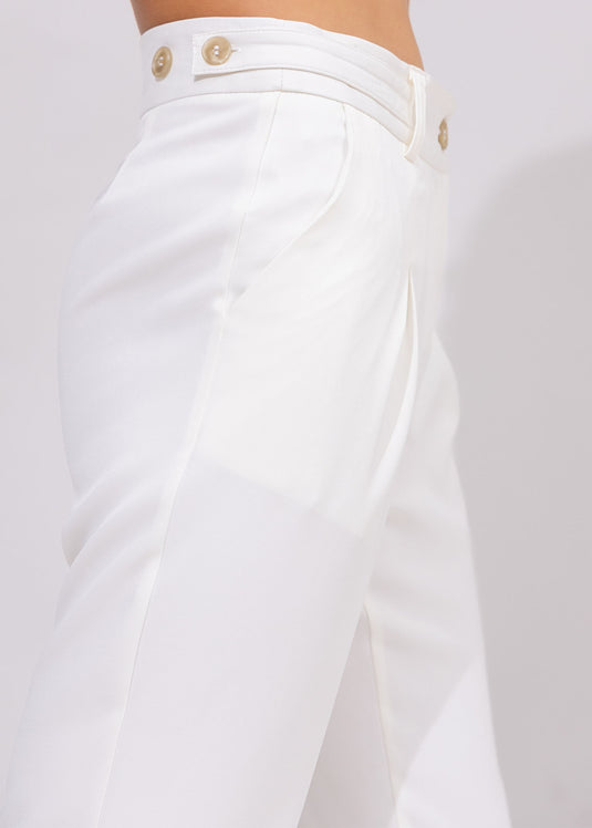 Straight Pant With Inverted Pleats and Belt Details