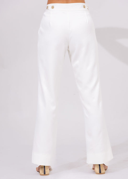 Straight Pant With Inverted Pleats and Belt Details