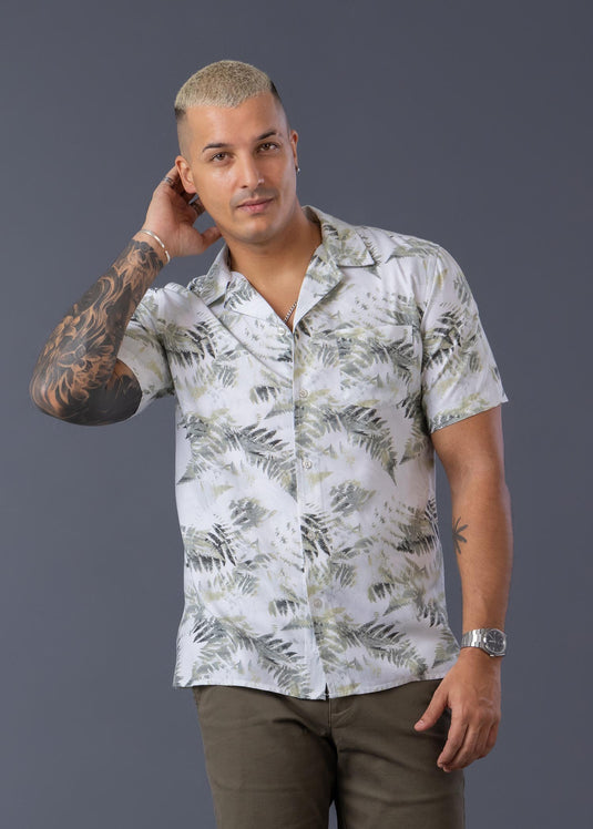 Casual Wear Printed Cuban Collar S/S Shirt