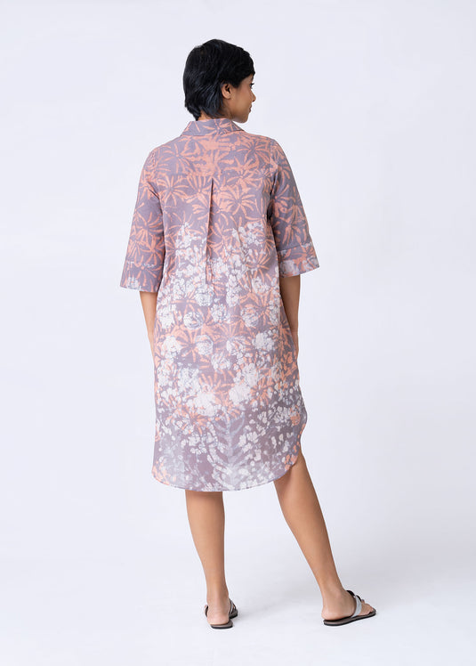 Batik Floral Shirt Dress