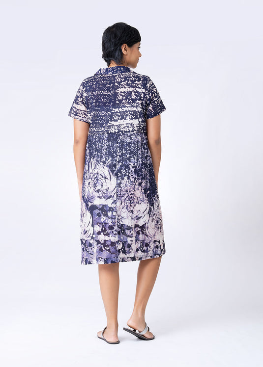 Batik Short Sleeve Straight Shirt Dress