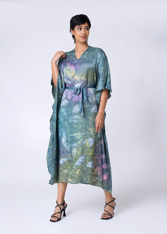 V-Neck Tie Front Maxi Kaftan