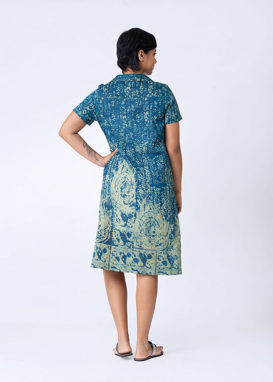 Batik Short Sleeve Straight Shirt Dress