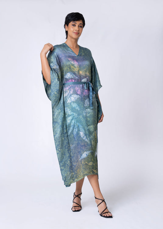 V-Neck Tie Front Maxi Kaftan