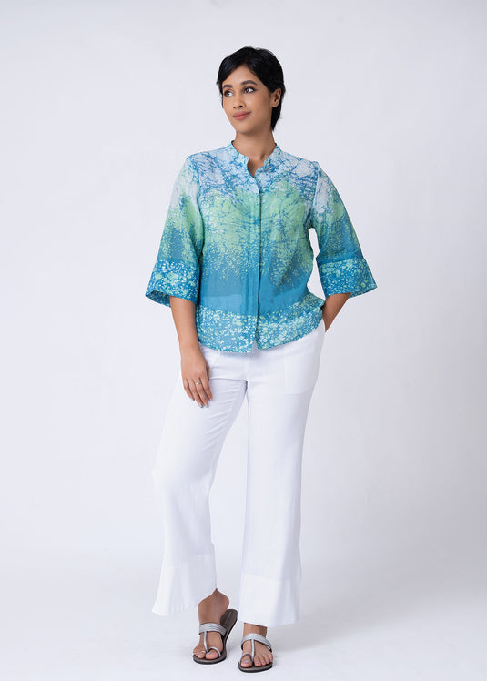 Batik Bell Sleeve Blouse